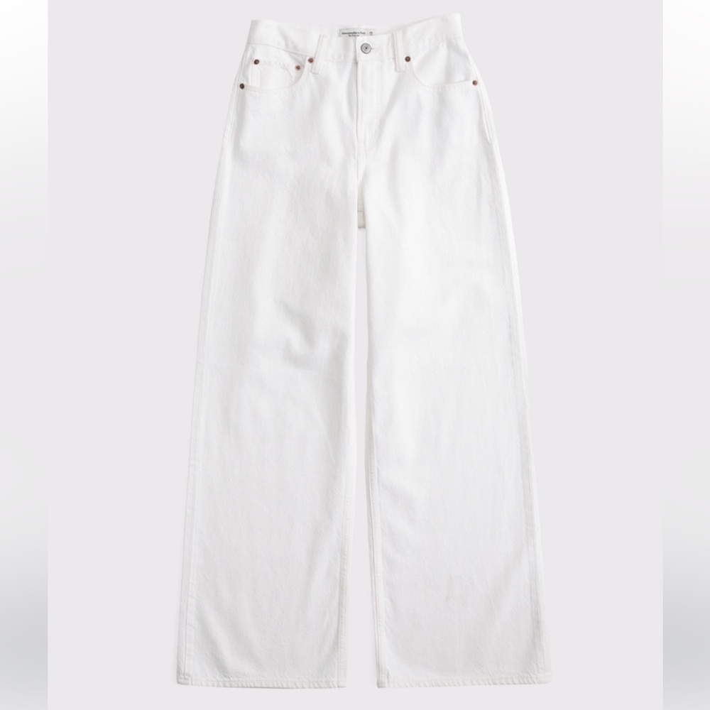 Abercrombie & Fitch White High Rise Wide Leg Jeans 32R